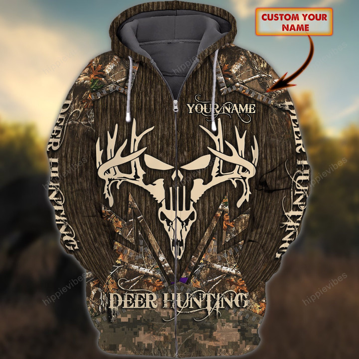 Deer Hunting V33 3D All Over Printed Custom Zip Hoodie