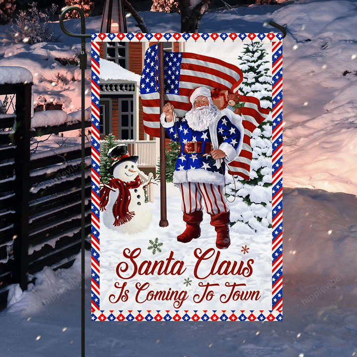 Christmas Joy Flag Santa Claus Is Coming To Town