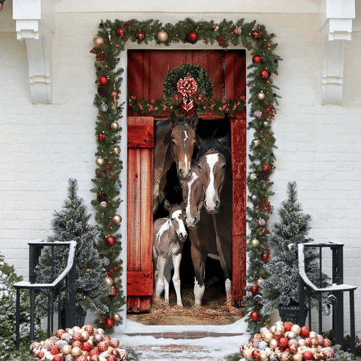 Happy Family Horse Door Cover