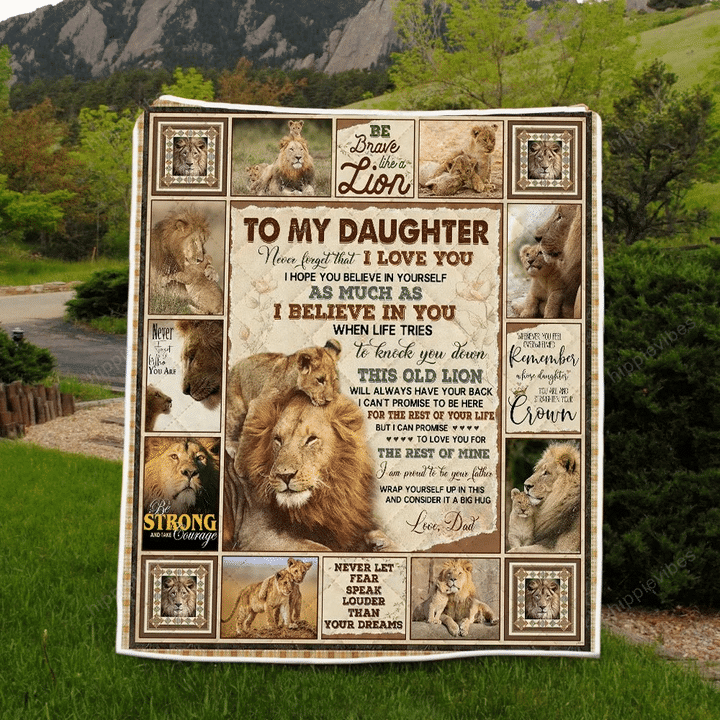 Lion Daughter Quilt Blanket This Old Lion Will Always Have Your Back Love Dad
