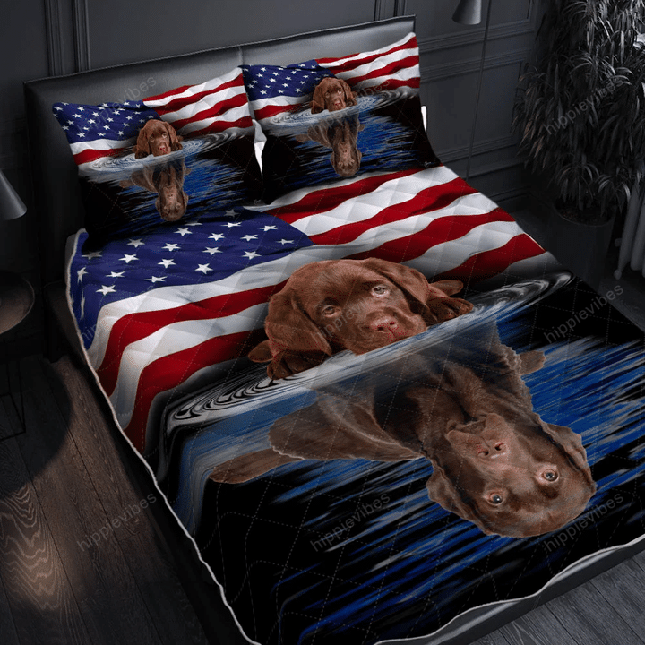 Chocolate Labrador Retriever Quilt Bed Set