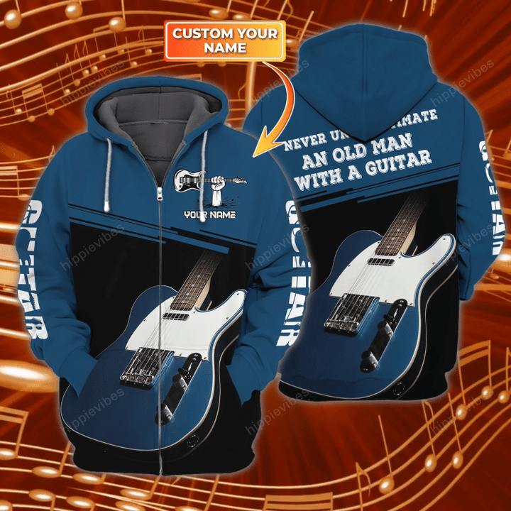 Love Guitar v11 Customized All Over Printed Zip Hoodie