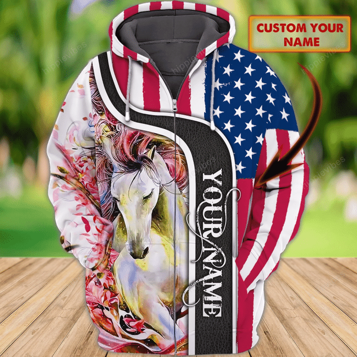 Love Horse v2 Personalized 3D All Over Printed Zip hoodie