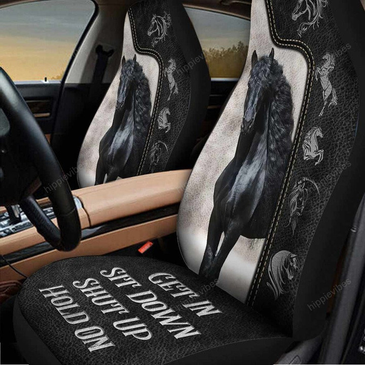 Horse V4 With Leather Pattern Print Car Seat Covers