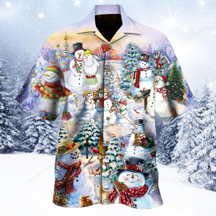 Snowman In Christmas Time Hawaiian Shirt RE