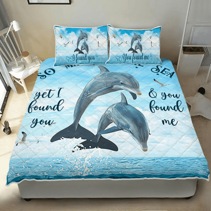 Dolphin Quilt Bed Set So Many In The Sea I Found You & You Found Me