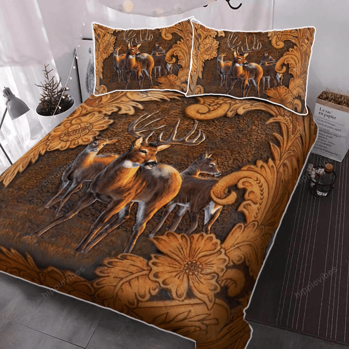 Deer Hunting Forest Quilt Bed Set