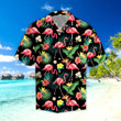 Flamingo Tropical Black Unisex Hawaiian Shirts - 1