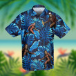 Blue Bigfoot Sasquatch Running Cheering Beer Hawaiian Aloha Shirts DH - 1
