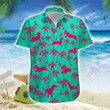 Cute Dachshund Green Pink Unisex Hawaiian Shirts - Beach Shorts - 1