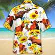 MEN RED ANGUS Beach Shirt White CATTLE LOVERS SUNFLOWER HAWAIIAN SHIRT Red Angus Hawaii Shirt CATTLE LOVERS HAWAIIAN SHIRT - 1