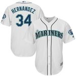 Felix Hernandez Seattle Mariners Majestic Griffey Retirement Day Patch Cool Base Player Jersey White MLB Jersey - 1