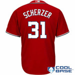 Max Scherzer Washington Nationals Majestic Cool Base Player Jersey Scarlet MLB Jersey - 1