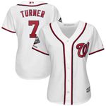 Trea Turner Washington Nationals Majestic Womens 2020 World Series Champions Home Official Cool Base Bar Patch Player Jersey White MLB Jersey - 1