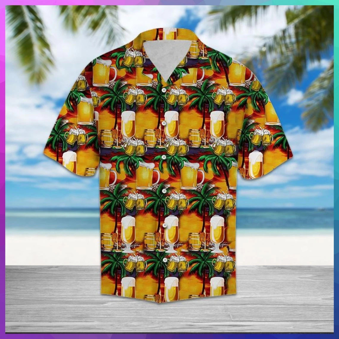 Beer Palm Tree Hawaiian Shirt  Unisex  Adult  HW5151 - 1