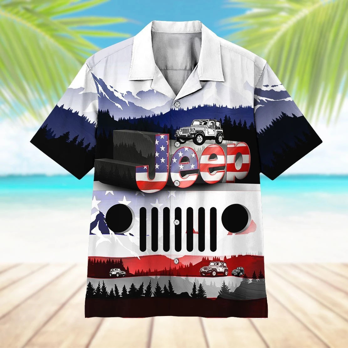 Jeep American Flag Hawaiian Shirt  Unisex  Adult  HW6107 - 1