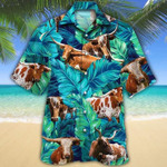 Texas Longhorn Hawaii Shirt Green TX LONGHORN CATTLE LOVERS HAWAIIAN SHIRT - 1
