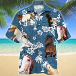 Miniature Horse Blue Tribal Pattern Hawaii Shirt - 1