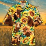 Beefmaster Cattle Lovers Sunflower Watercolor Hawaiian Shirt - 1