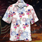 Flamingo and Flag Hawaiian Shirt - 1
