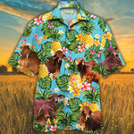 Red Brahman Cattle Lovers Pineapple Hawaiian Shirt - 1