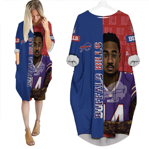 14 Stefon Diggs 14 Buffalo Bills Great Player 2020 Nfl Personalized Batwing Pocket Dress