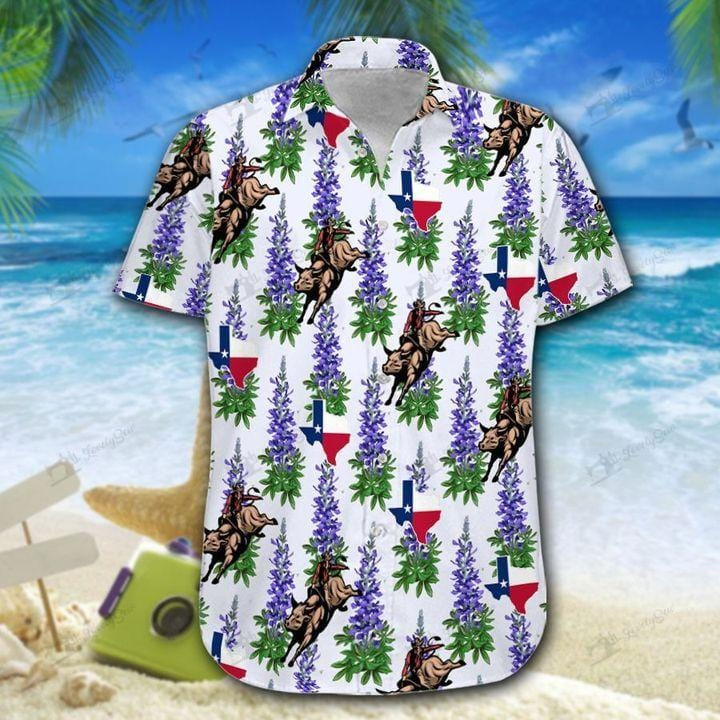Texas Bull Riding Unisex Hawaiian Shirts - Beach Shorts - 1