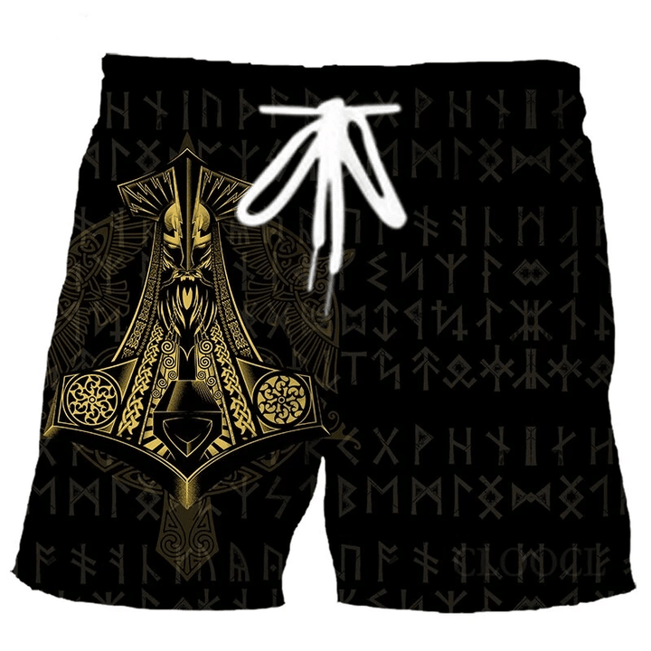 Viking King Odin tattoo Beach Shorts KV - 1