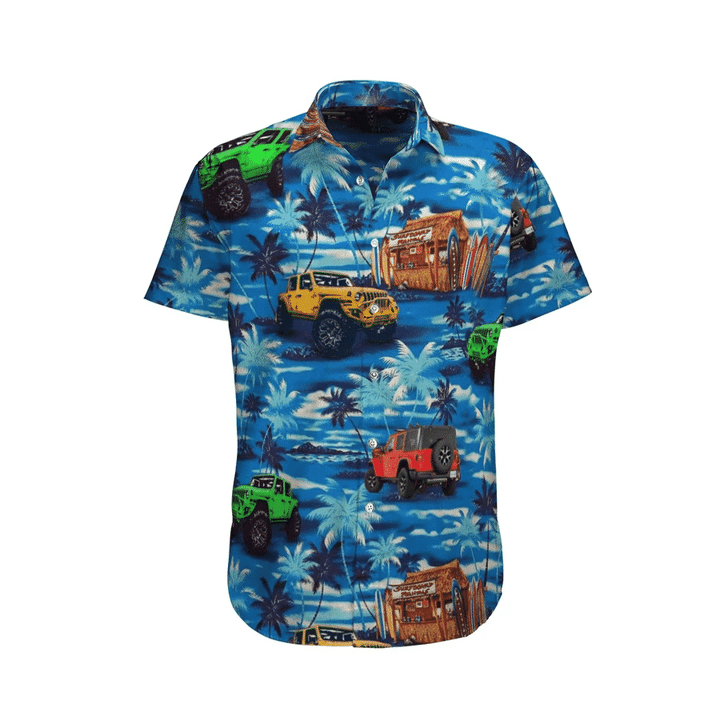 Hawaiian Aloha Shirts Jeep Blue Ocean - 1