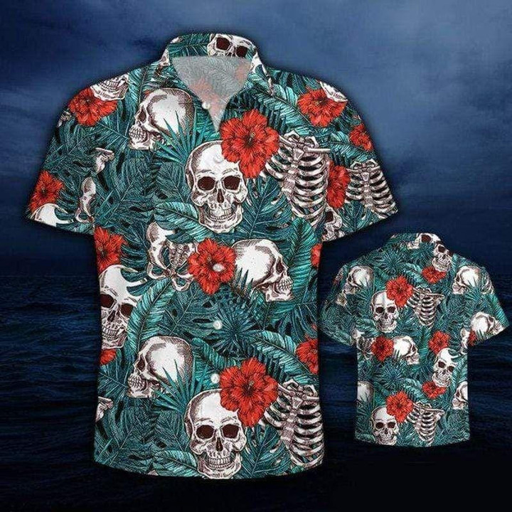 Floral Skull Summer Vibe Rose Tropical Hawaiian Aloha Shirts - 1