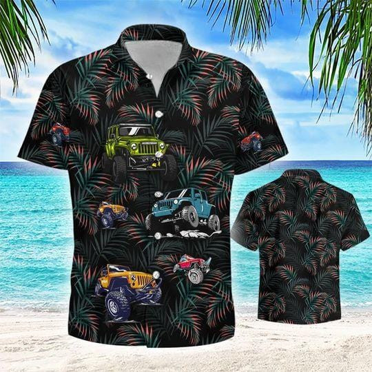 Jeep Car Tropical leaves Hawaiian Shirts V - 1