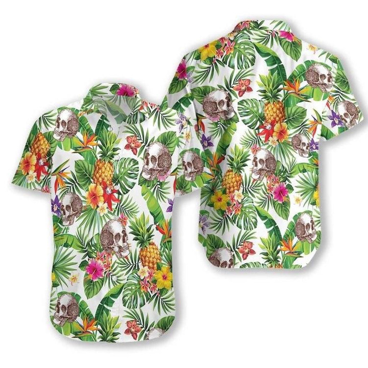 Pineapple Skull Tropical Unisex Hawaiian Shirts - 1