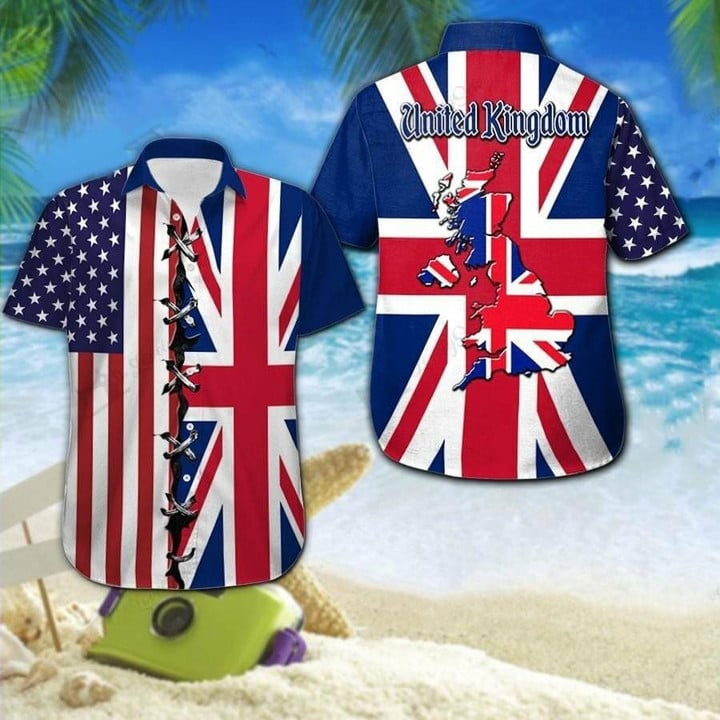 Hawaiian Aloha Shirts America United Kingdom Flag - 1