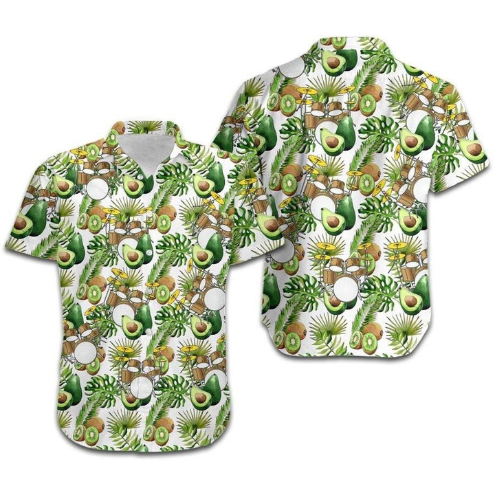 Hawaiian Aloha Shirts Tropical Avocado And Kiwi Drums - 1