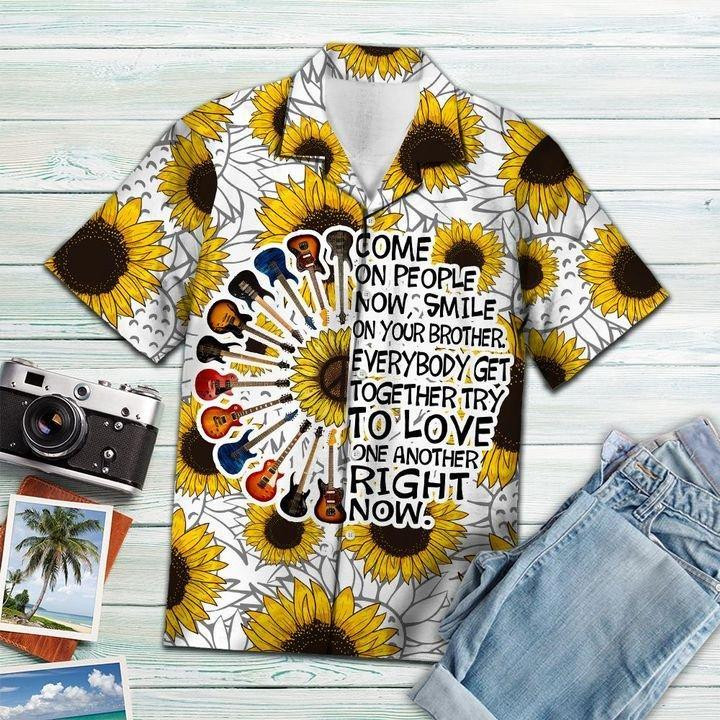 Guitar And Sunflower Hippie Hawaiian Shirt  Unisex  Adult  HW1419 - 1
