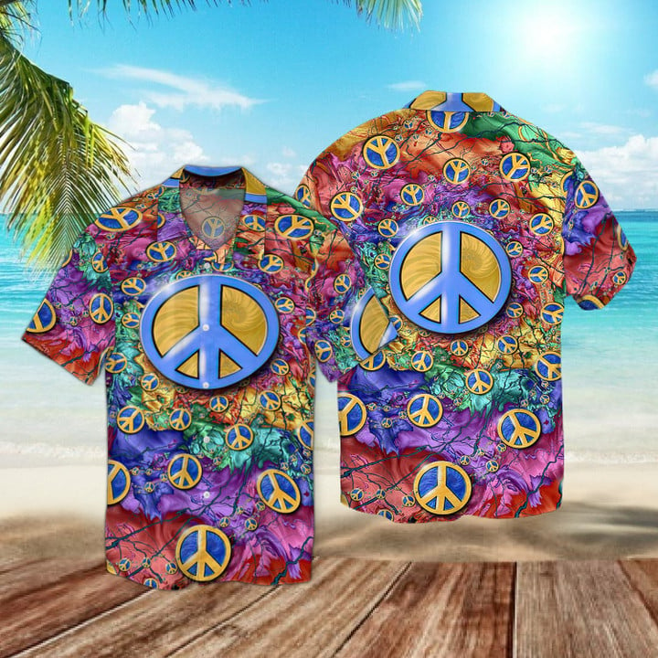 Peace Love Hippie Hawaiian Shirt  Unisex  Adult  HW6007 - 1