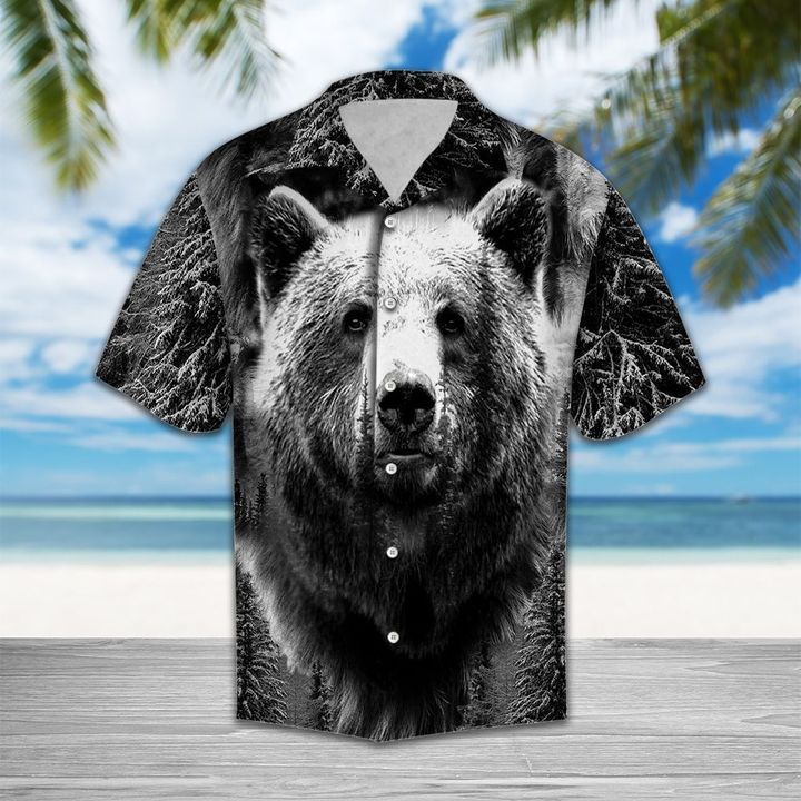 Wild Bear Grey Amazing  Hawaiian Shirt  Unisex  Adult  HW5643 - 1