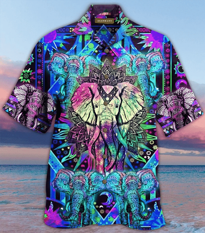 Hippie Mandala Elephant Hawaiian Shirt  Unisex  Adult  HW3492 - 1