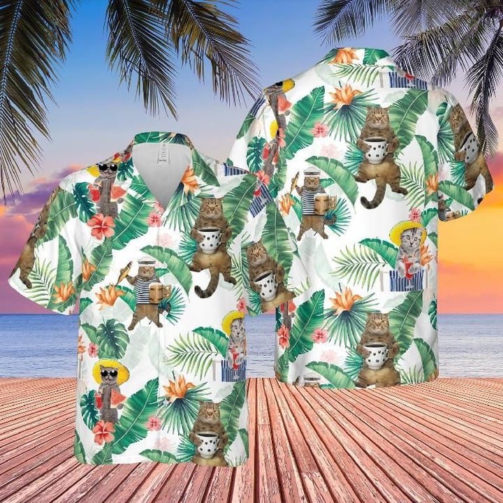 Cat Tropical Beach Hawaiian Shirt  Unisex  Adult  HW5829 - 1