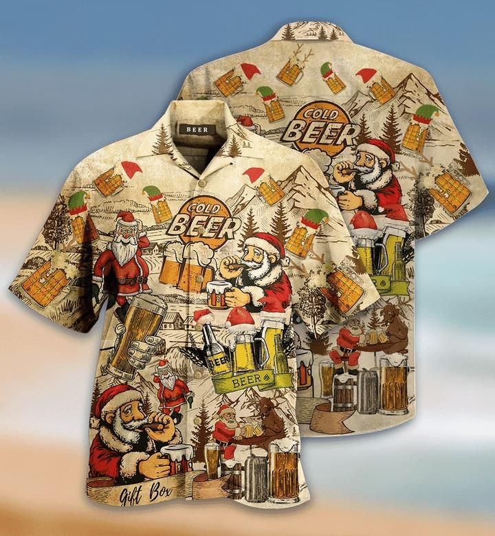 Drinking Beer With Santa Claus Hawaiian Shirt  Unisex  Adult  HW1757 - 1