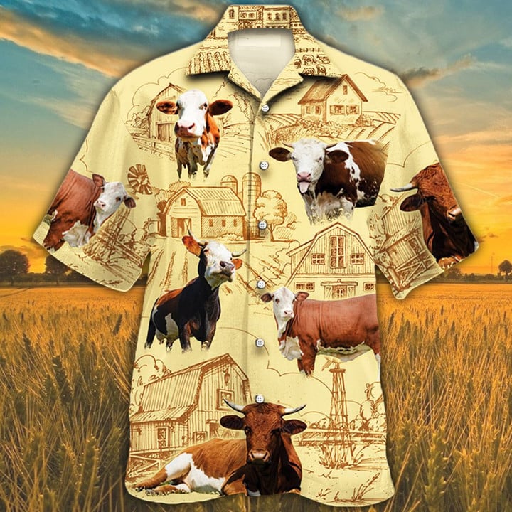 Simmental Cattle Lovers Farm Hawaiian Shirt - 1