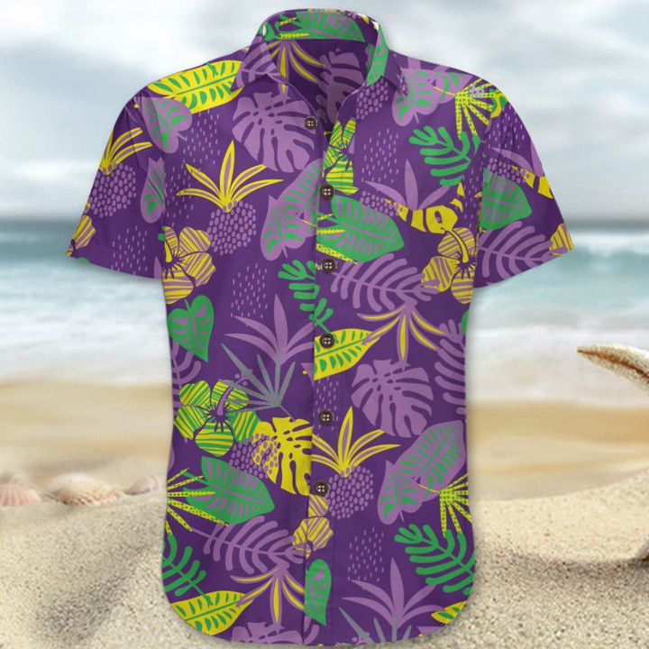 Purple Paradise Hawaii Shirt Plant Pattern Cotton Hawaiian Shirts Summer Gift - 1