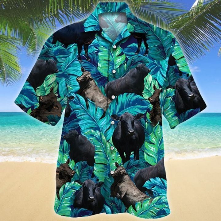 Men Brangus Hawaii Shirt Green Full Print Brahman Angus Hawaii Shirt CATTLE LOVERS HAWAIIAN SHIRT - 1