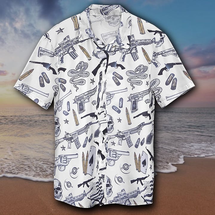 Gun Hawaiian Shirt 2Nd Amendment Cool Hawaiian Button Up Shirt For Men - 1