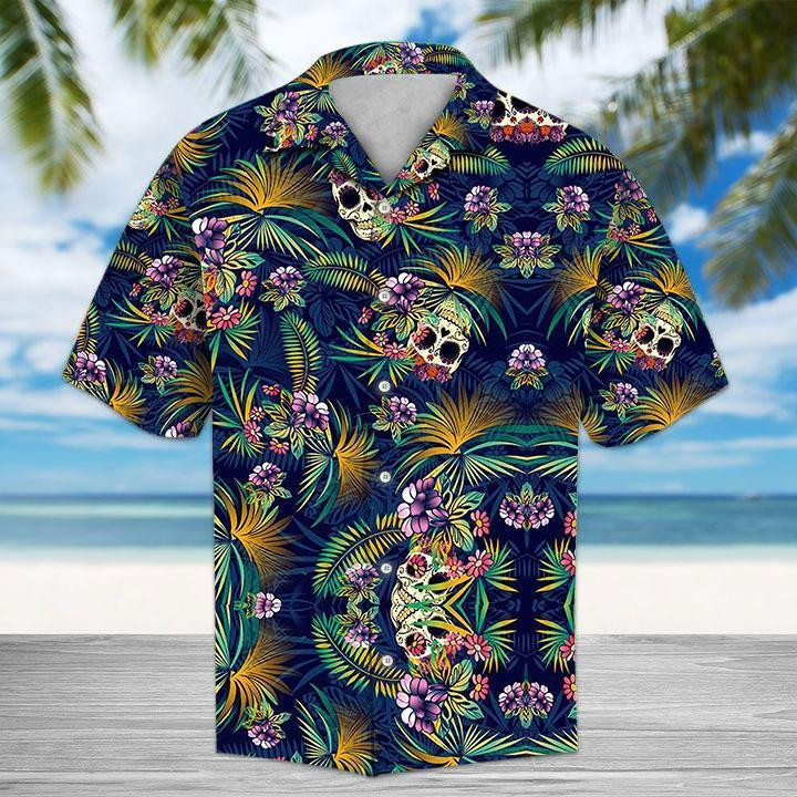 Tropical Blue Skull Hawaii Shirt - 1