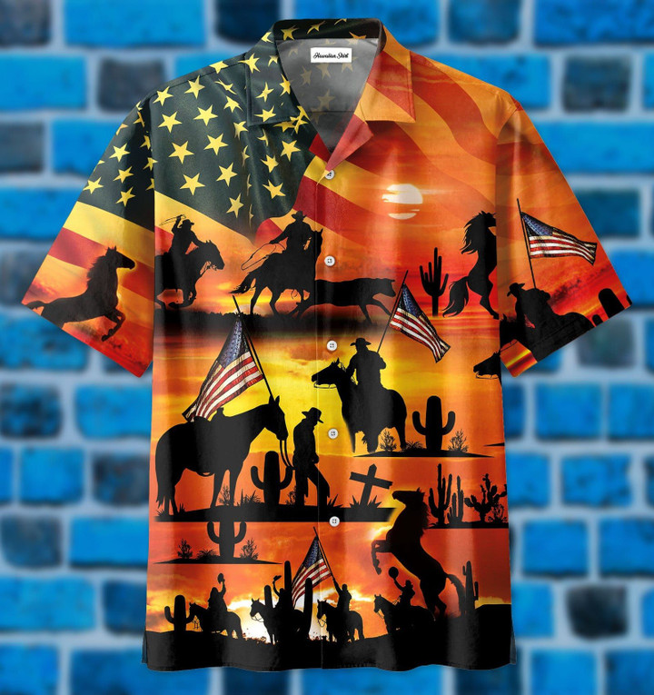 American Cowboy Sunset Full Printing Hawaiian Shirt 11821DH - 1