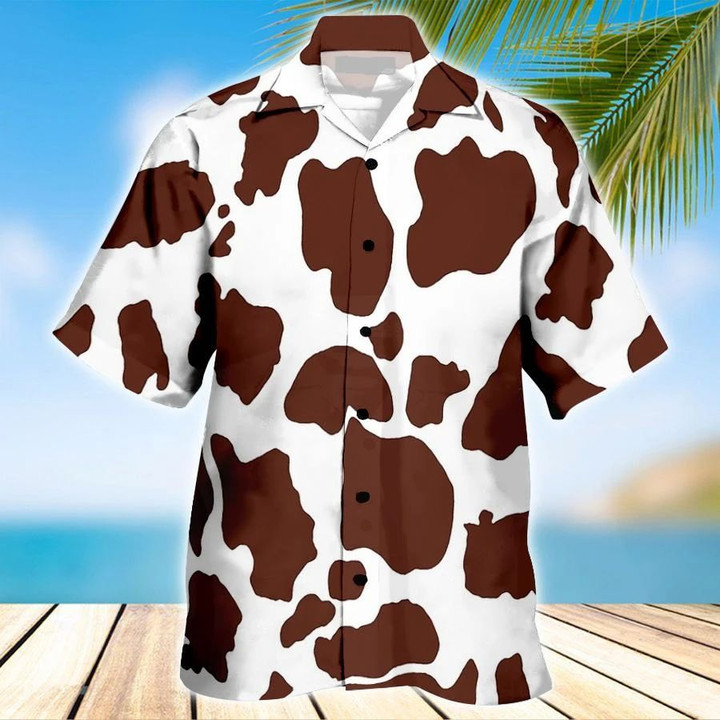 Cattle Hawaii Shirt Brown BROWN CATTLE OCEAN HAWAIIAN SHIRT WHITE 1 - 1