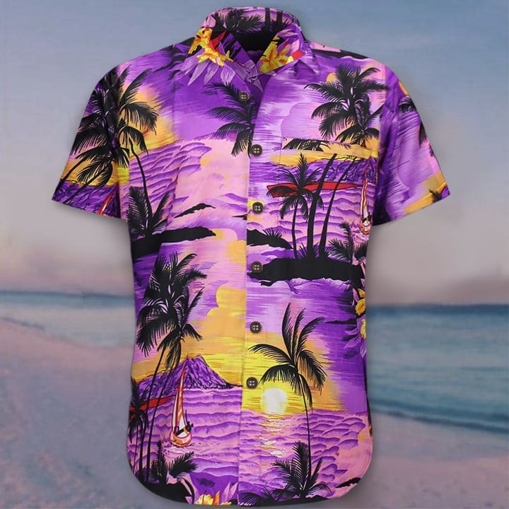 Coconut Tree Funky Hawaii Shirt Purple Hawaiian Shirt Best Beach Gifts For Girlfriend - 1