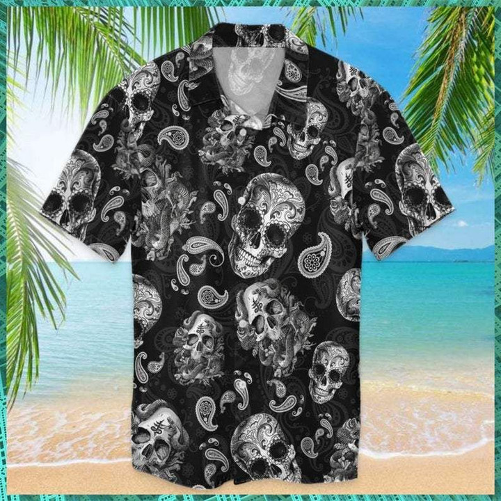 Skull Bandana Pattern Halloween Hawaiian Aloha Shirts KV - 1
