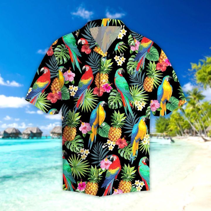 Parrots pineapples Hibiscus Tropical Hawaii Shirt - 1